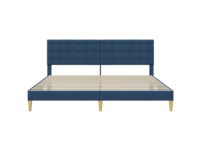  Lit double- lit adulte -  cadre de lit avec tête de lit bleu 200 x 200 cm tissu  - Conforama C
