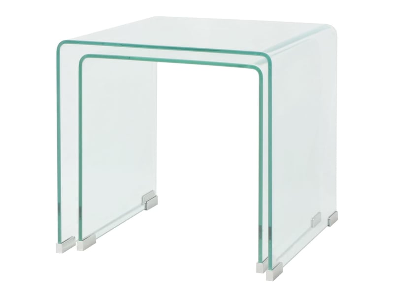  Ensemble de tables gigognes 2 pcs verre trempé transparent  - Conforama C