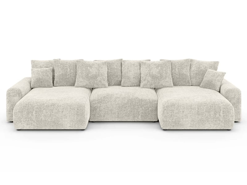  Oli - canapé panoramique convertible tissu chenille 5 places blanc  - Conforama A