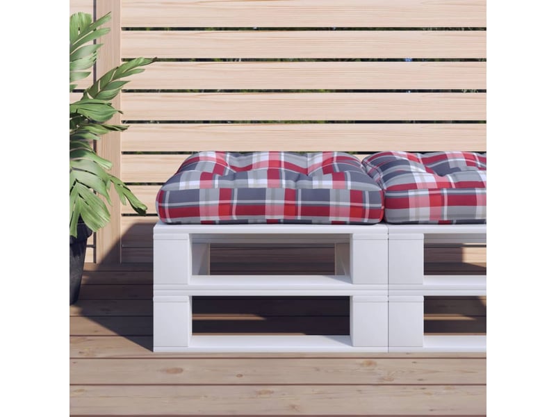  Coussin de palette, coussin de chaise, coussin de canapé carreaux rouges 58x58x10 cm tissu cf55329  - Conforama B