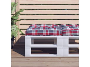 Coussin de palette, coussin de chaise, coussin de canapé carreaux rouges 58x58x10 cm tissu cf55329