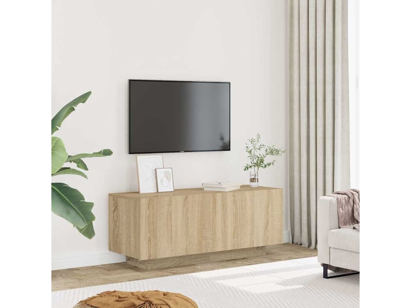  Meuble tv - banc tv - meuble de rangement chêne sonoma 100x35x40 cm bois d'ingénierie  - Conforama C