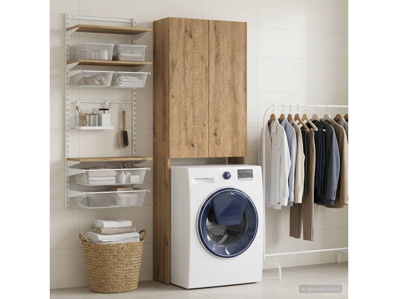  Armoire de toilette, meuble de toilette delft chêne artisanal 66x25.5x190 cm  - Conforama C
