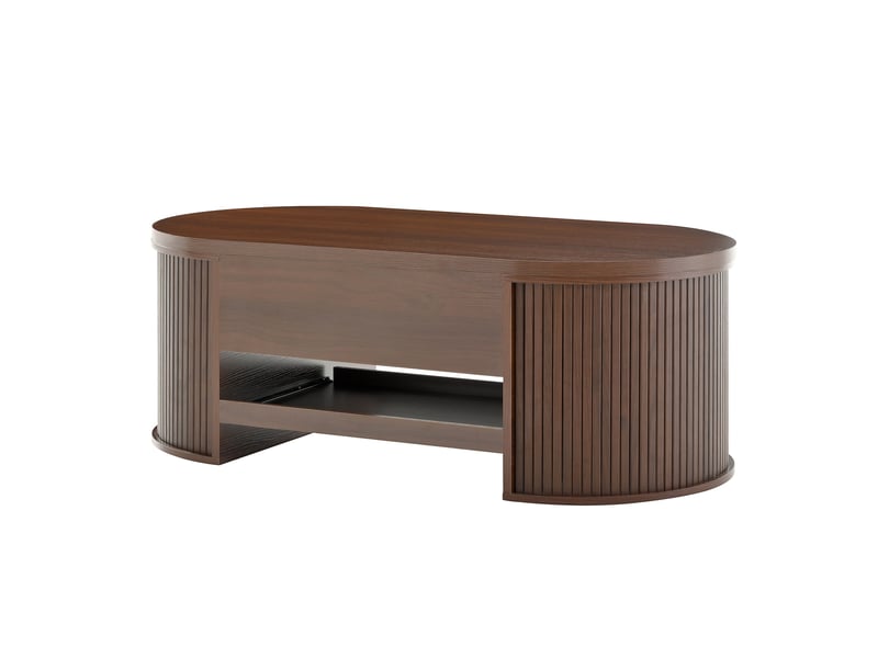  Table basse naturel, rangement, gestion des câbles, étagères réglables, plan relevable - mdf et bois - 110x55.5x40cm - n621p292946n  - Conforama C