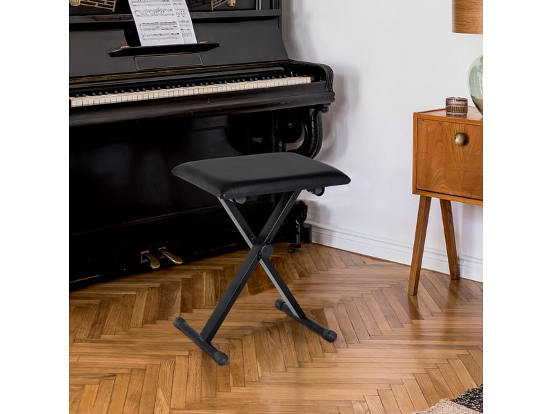  Tabouret piano pliable, banc piano réglable en hauteur de 37 à 47 cm, siège rembourré en pu et pieds en métal antidérapants, noir, charge 100 kg  - Conforama D