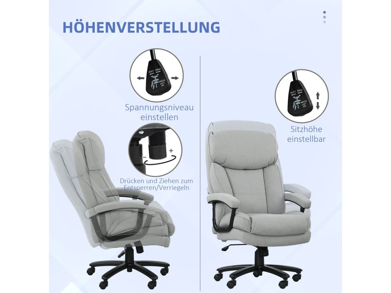  Chaise de bureau haute,régglable et pivotante, 200 kg,polyester,gris clair  - Conforama E