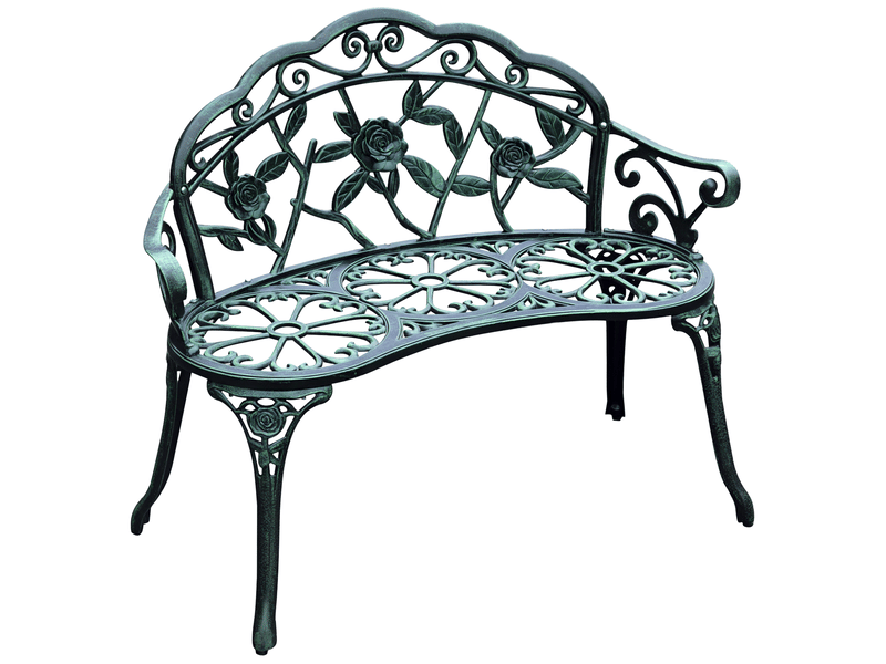  Banc de jardin 2 places en métal vert antique 100 x 54 x 78 cm  - Conforama A