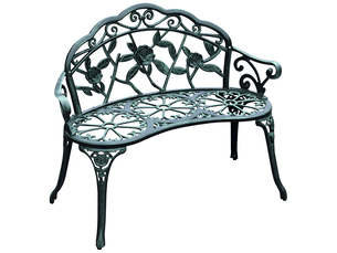 Banc de jardin 2 places en métal vert antique 100 x 54 x 78 cm