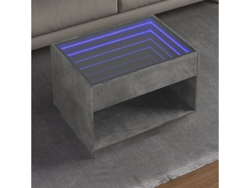  Table basse - table de salon - table à thé avec led infini gris béton 70x50x50 cm  - Conforama B