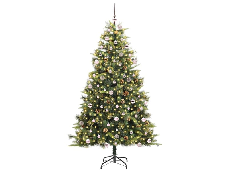 Sapin de noël - arbre de noël artificiel avec branches pliables et cônes vert - Conforama C