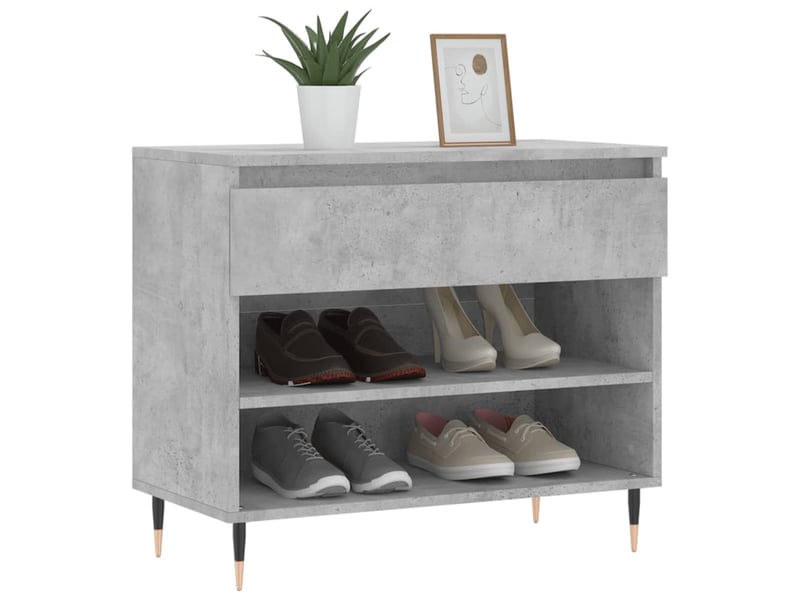  Meuble à chaussure, armoire à chaussures gris béton 70x36x60 cm bois d'ingénierie shl6853  - Conforama C