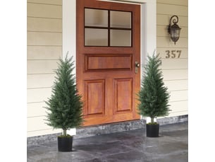 Plante artificielle lot de 2 cyprès résistants aux uv pour intérieur et extérieur en polyéthylène vert ø40 × 90 cm