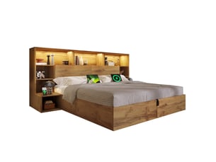 Lit coffre 160x200 cm <strong></strong>  <strong></strong> coloris bois clair