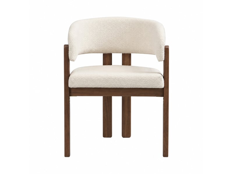  Lot de 6 chaises de salle à manger avec accoudoirs 60x51x80 cm bouclette beige et noyer  - Conforama D