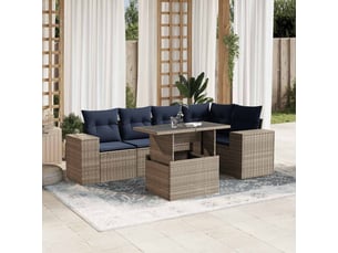 Vidaxl ensemble de canapé de jardin 6 pcs avec coussins gris résine tressée
