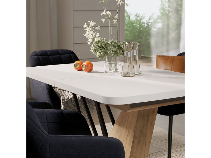Vicco ensemble de table à manger, blancchêne de force doré, 120x80cm avec 4 chaises de salle à manger - Conforama D