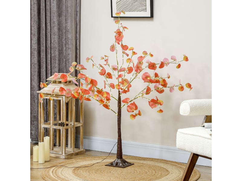  Lampe sapin de 120 cm avec 175 led et socle, décoration de noël pour intérieur et extérieur, orange  - Conforama D