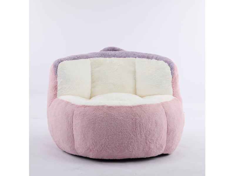  Fauteuil pouf grand format avec poignée et base antidérapante, rembourré de mousse, en fausse fourrure multicolore  - Conforama A