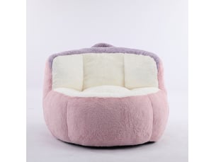 Fauteuil pouf grand format avec poignée et base antidérapante, rembourré de mousse, en fausse fourrure multicolore