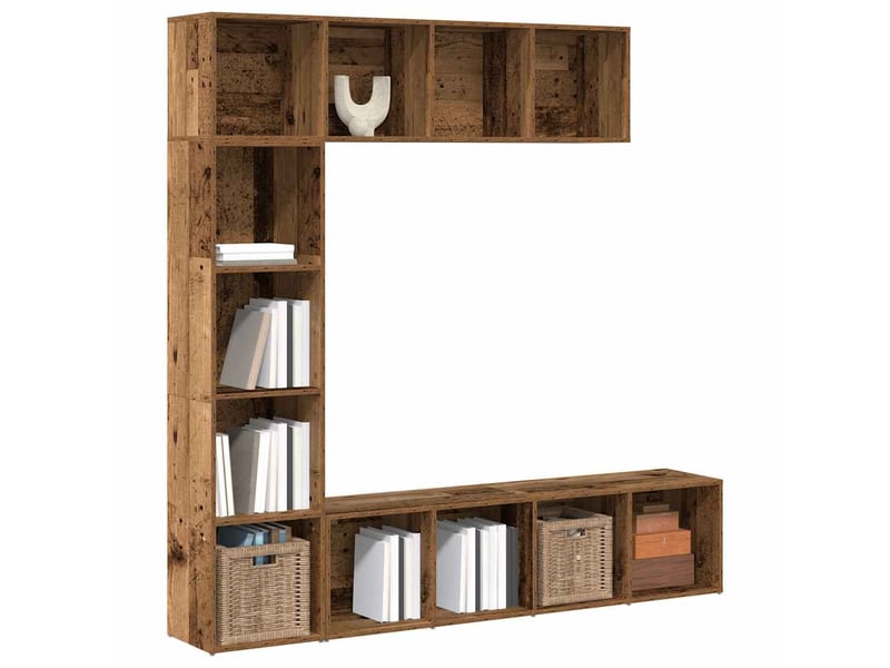  Bibliothèques 3 pcs vieux bois bois d'ingénierie  - Conforama B