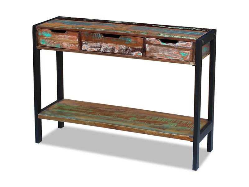  Buffet - bahut - meuble de rangement 3 tiroirs bois de récupération massif  - Conforama D