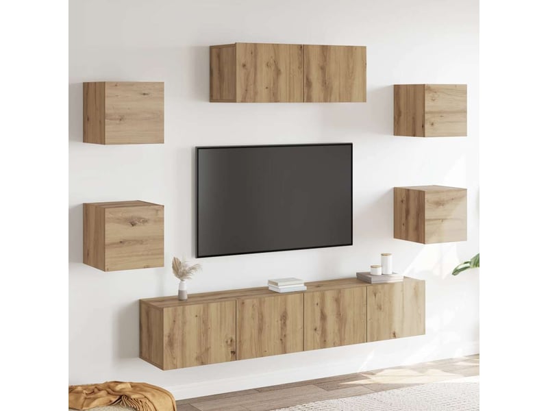  Ensemble de meuble tv - banc tv - meuble de rangement mural 7 pcs chêne artisanal  - Conforama B