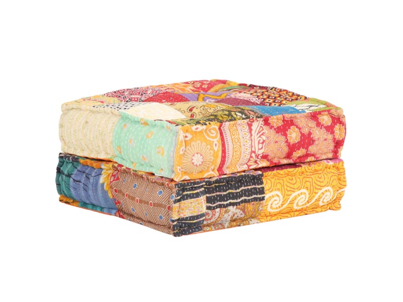  Coussin de sol pouf repose-pieds 60x70x36 cm en tissu patchwork dec021303  - Conforama E