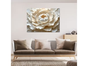 Tableau moderne, pivoine blanche en composition en relief 90x60