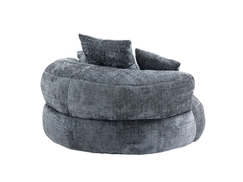  Fauteuil poire lounge chenille gris avec coussins confort intérieur extérieur  - Conforama D