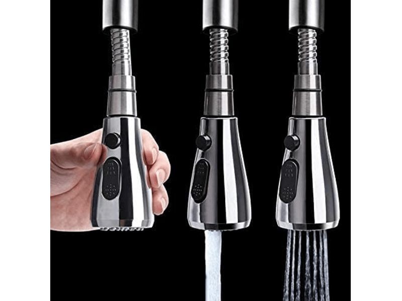  Waterdrops douchette rétractable evier robinet cuisine avec bouton stop 2 types de jet pro tête universelle pour mitigeur wc robinet salle de bain  - Conforama C
