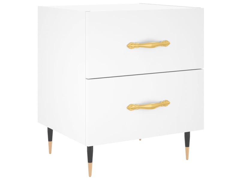  Vidaxl lot 2 tables chevet blanc bois fer 40x35x47,5cm table nuit chambre salon  - Conforama C