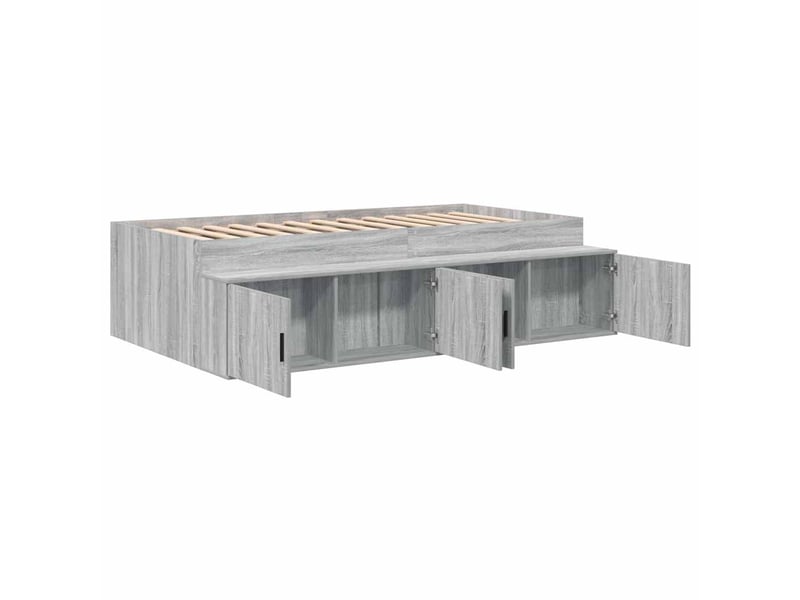 Lit simple- lit adulte - cadre de lit gris sonoma 90 x 200 cm bois d'ingénierie - Conforama C