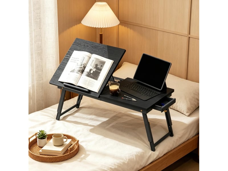  Table de lit pliable pour ordinateur portable, plateau inclinable homvra  - Conforama D