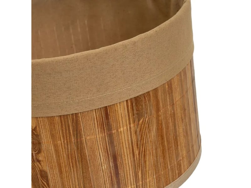  Lot de 4 paniers de rangement ronds en bambou et tissu marron,corbeilles multi-usages décoratives  - Conforama C
