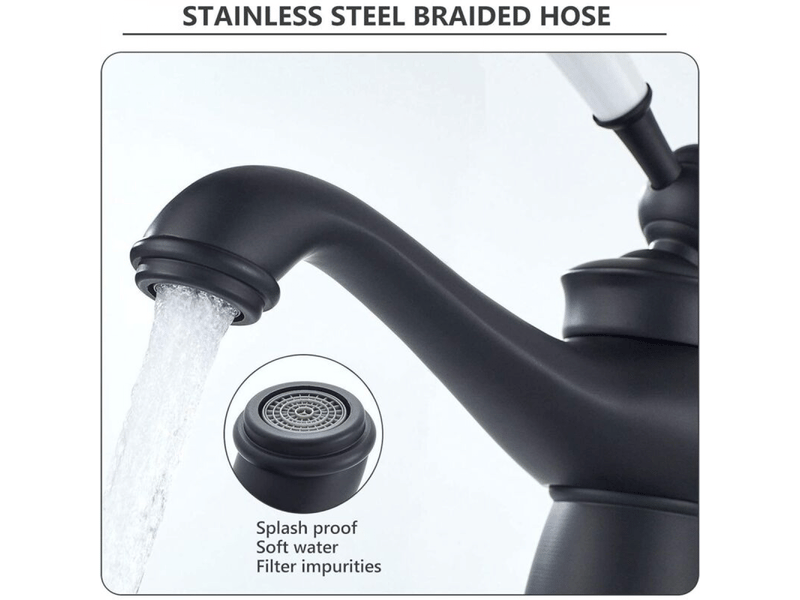 Robinet salle bain mitigeur lavabo poignée unique robinet lavabo salle de bain mitigeur lavabo retro,noir laiton - Conforama B
