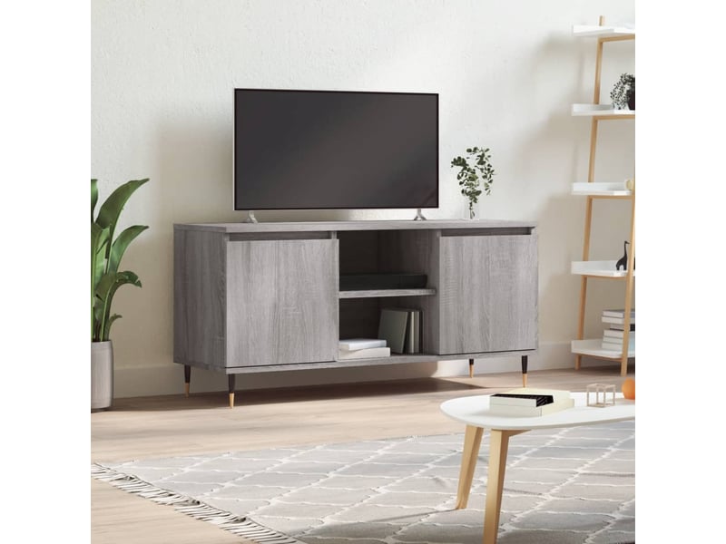  Meuble tv - banc tv - meuble de rangement sonoma gris 104x35x50 cm bois d'ingénierie  - Conforama B