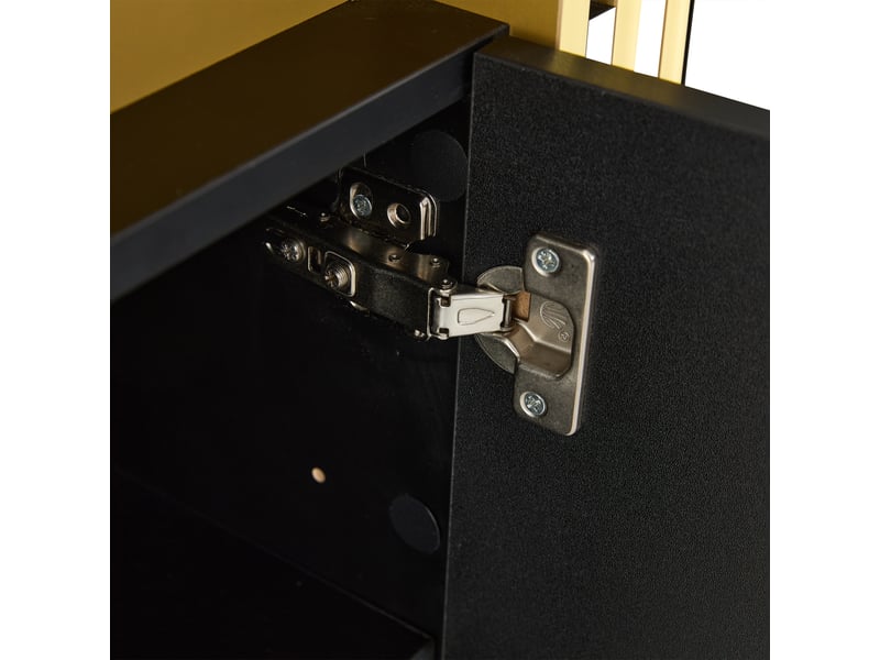 Buffet salle à manger noir 140x38x70 cm, meuble bas 3 portes avec rangements modulaires et plateforme supérieure pour décoration  - Conforama D