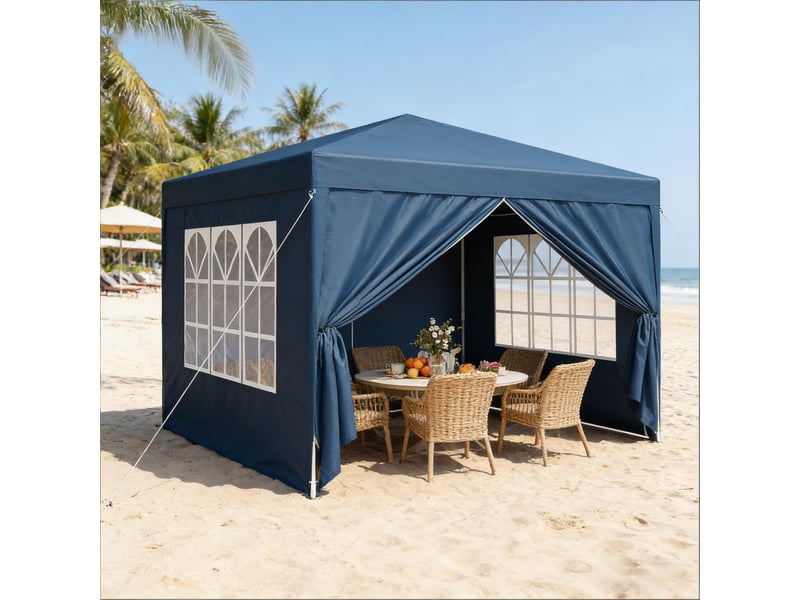  Gazebo de jardin anthracite 3x3 m, pavillon pliable pour mariage, terrasse et événements  - Conforama E