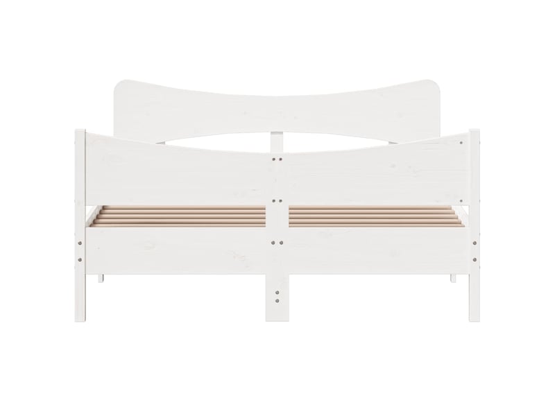 Lit double- lit adulte - cadre de lit sans matelas blanc 150x200 cm bois de pin massif - Conforama C