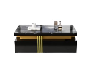 Table basse rectangulaire coloris noir <strong>KORFEE</strong> <strong></strong> - 50 cmx100 cm
