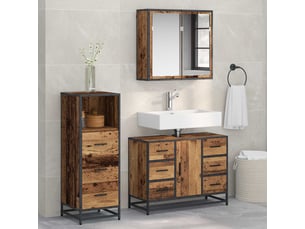 Ensemble de mobilier de salle de bain 3 pc bois ancien cf64278