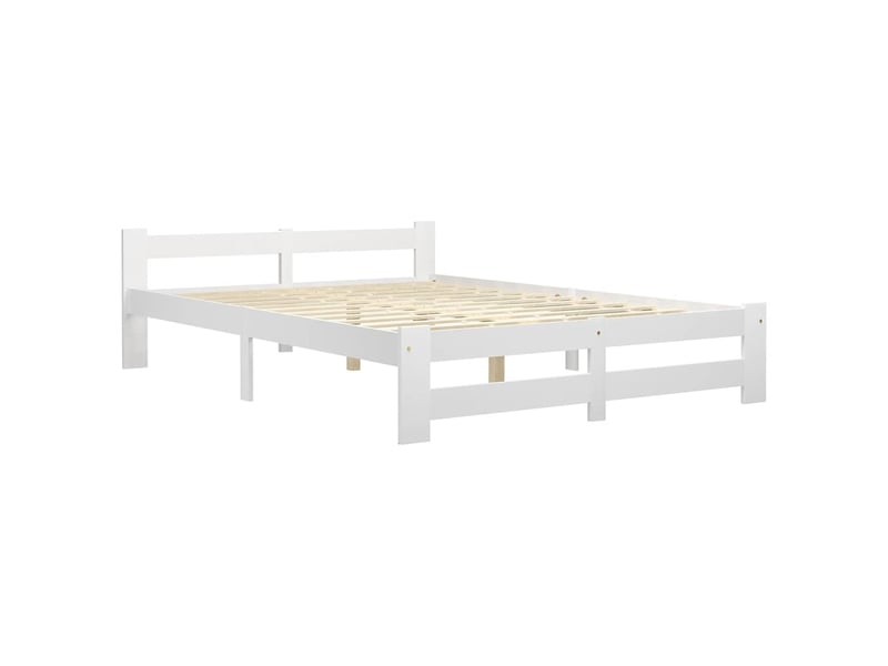 Lit double- lit adulte -  cadre de lit sans matelas blanc bois de pin massif 160x200 cm  - Conforama A