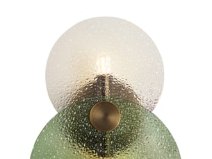 Applique murale art déco bronze foncé avec verre vert et transparent 2 lumières - text