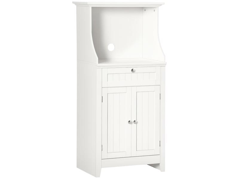  Meuble armoire micro-ondes pour cuisine avec 1 tiroir, 2 portes 60 x 40 x 122,5 cm - blanc - mdf  - Conforama B