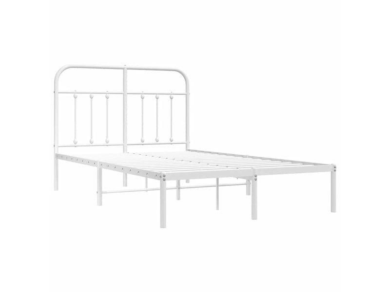  Lit double- lit adulte -  cadre de lit métal sans matelas et tête de lit blanc 120x190 cm  - Conforama B