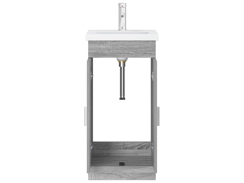 Meuble salle de bain avec évier, meuble de rangement sonoma gris shl3758 - Conforama D
