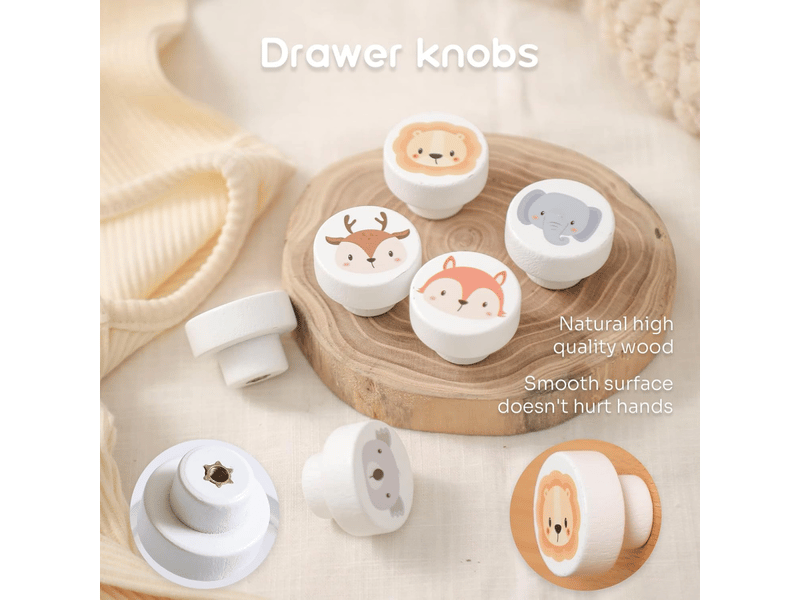  8 boutons de bois pour tiroirs d'enfants, ronds de 35 mm pour armoire, chambre à coucher, placard, porte, couleur blanche.  - Conforama D