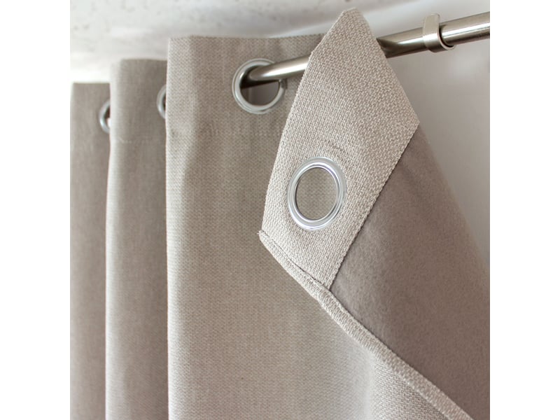 Rideaux thermique à œillets, beige naturel, 140x240 cm, lot de 2, velours chenillé tramé, collection blizzard, cmadeco - beige LOT2-H2058NAR140240 - Conforama D