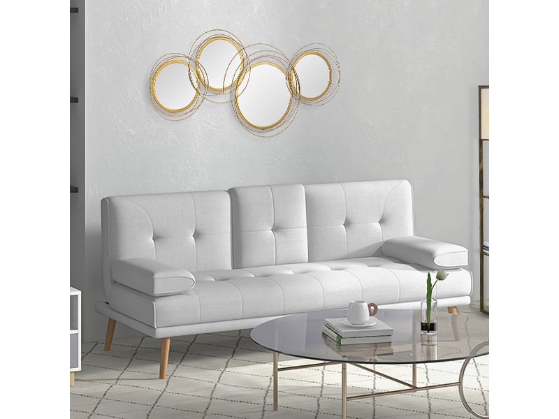  Lot de 4 miroirs muraux ronds 107x56 cm dorés en métal, décoration murale pour salon, chambre ou bureau  - Conforama D