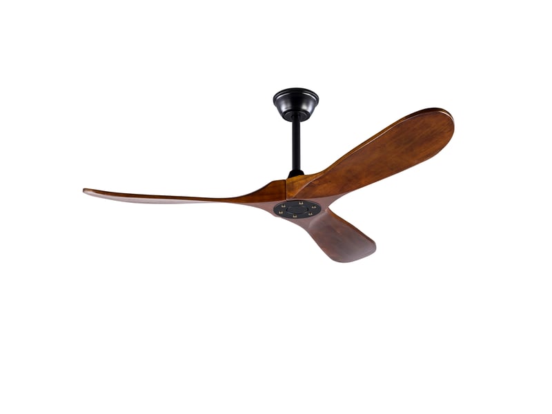  Ventilateur de plafond 132 cm sans éclairage bois massif noir et noyer foncé 6 vitesses télécommande silencieux minuterie et mémoire  - Conforama A